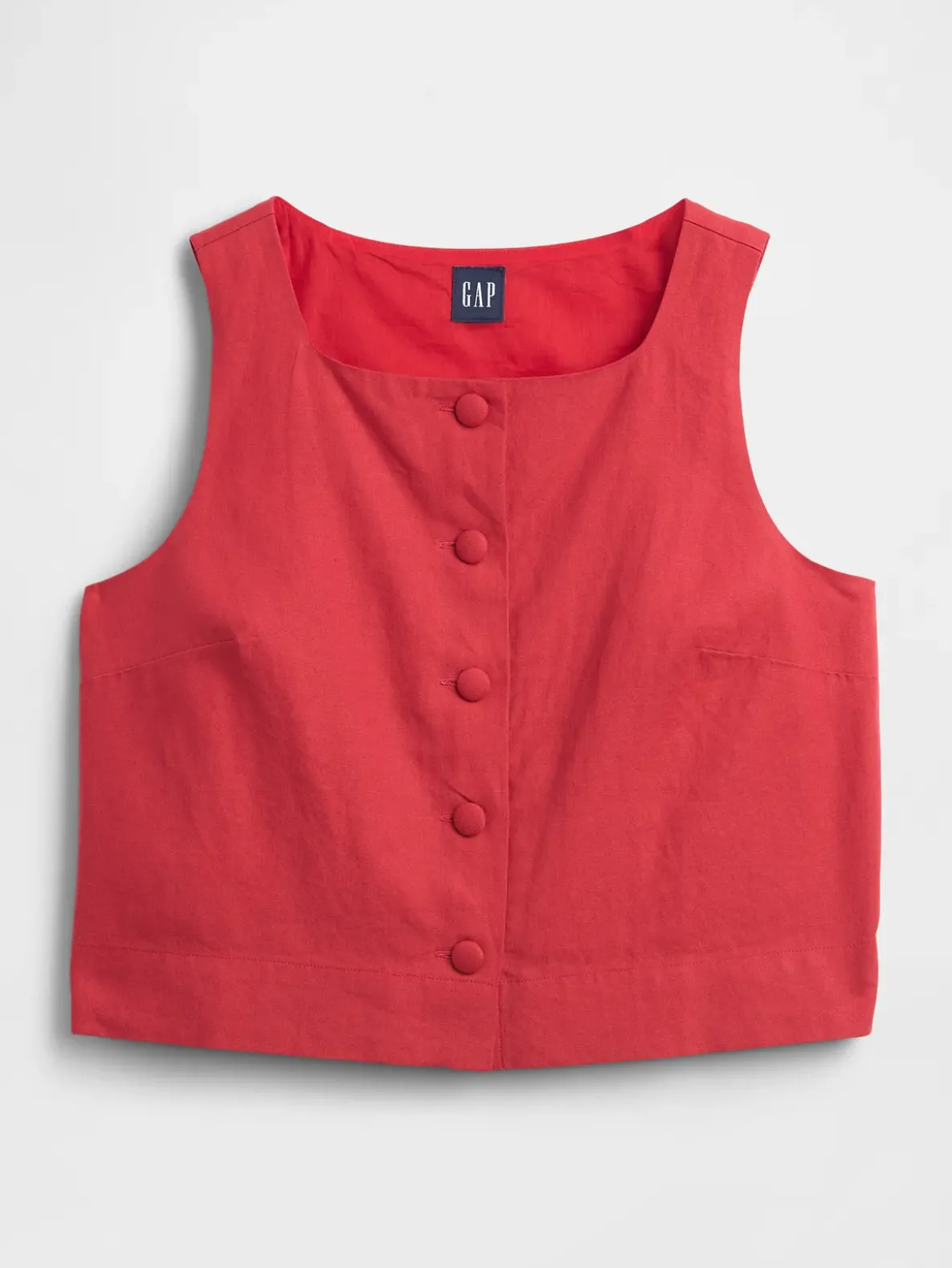 Linen-Blend Button-Front Shell Top