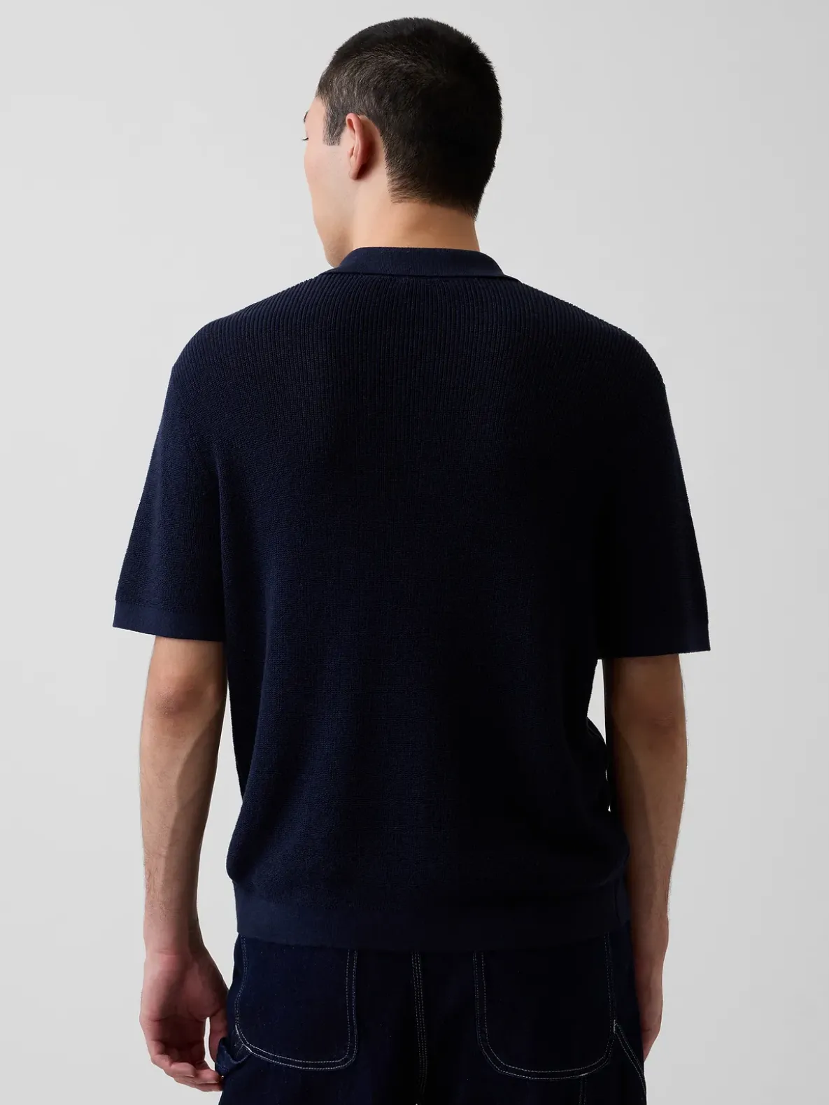 Linen-Blend Camp Polo Sweater Shirt