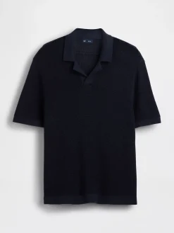 Linen-Blend Camp Polo Sweater Shirt