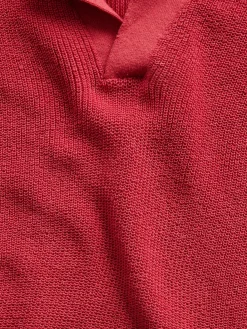 Linen-Blend Camp Polo Sweater Shirt