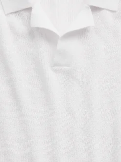 Linen-Blend Camp Polo Sweater Shirt