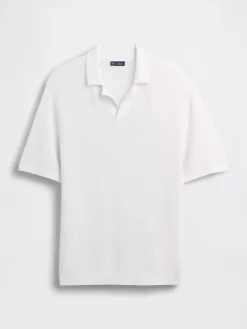 Linen-Blend Camp Polo Sweater Shirt
