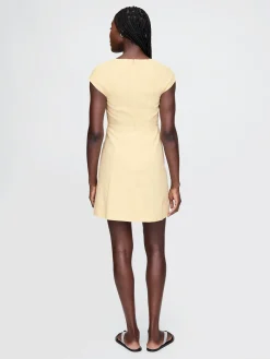 Linen-Blend Cap-Sleeve Mini Dress