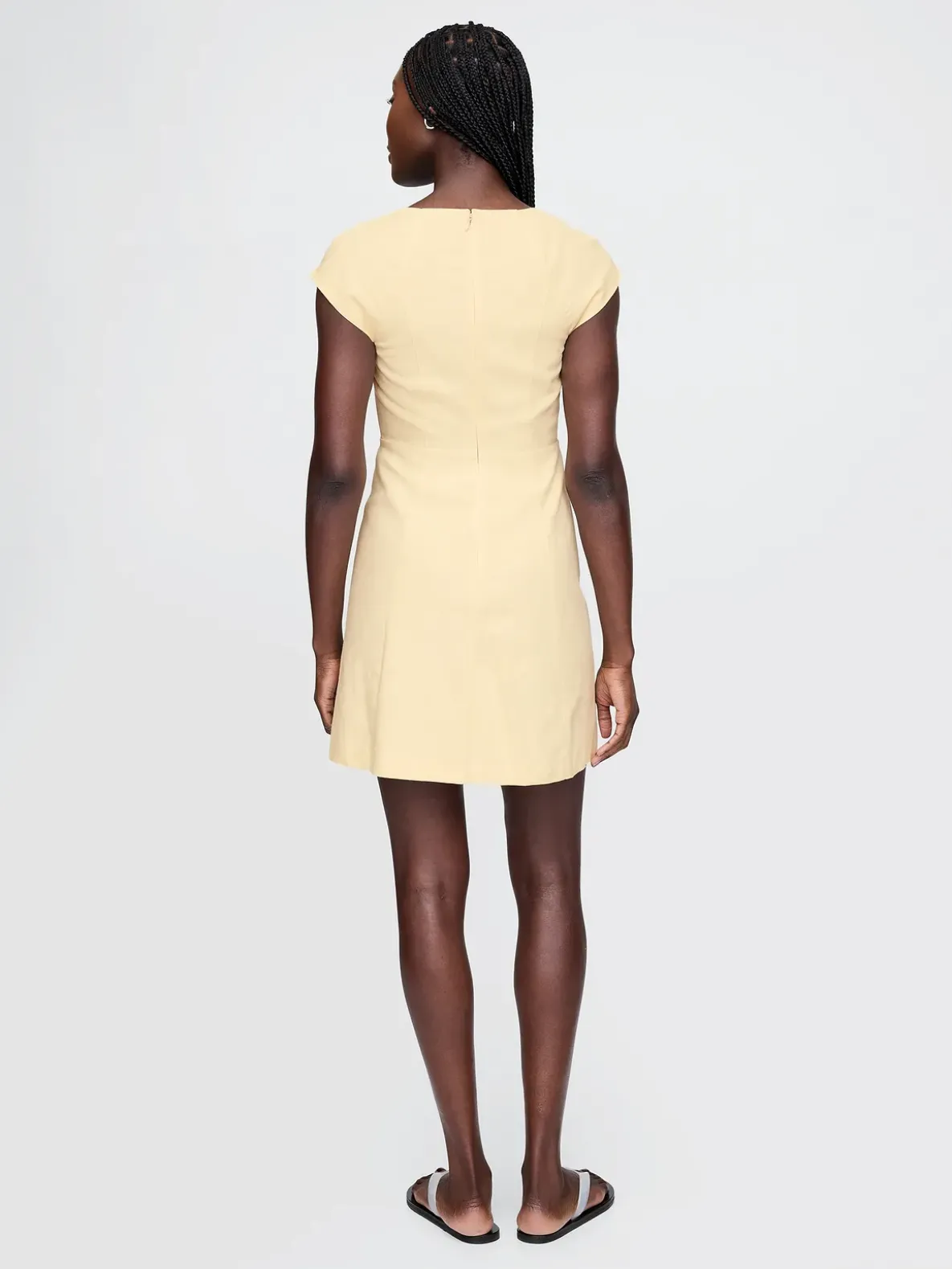 Linen-Blend Cap-Sleeve Mini Dress