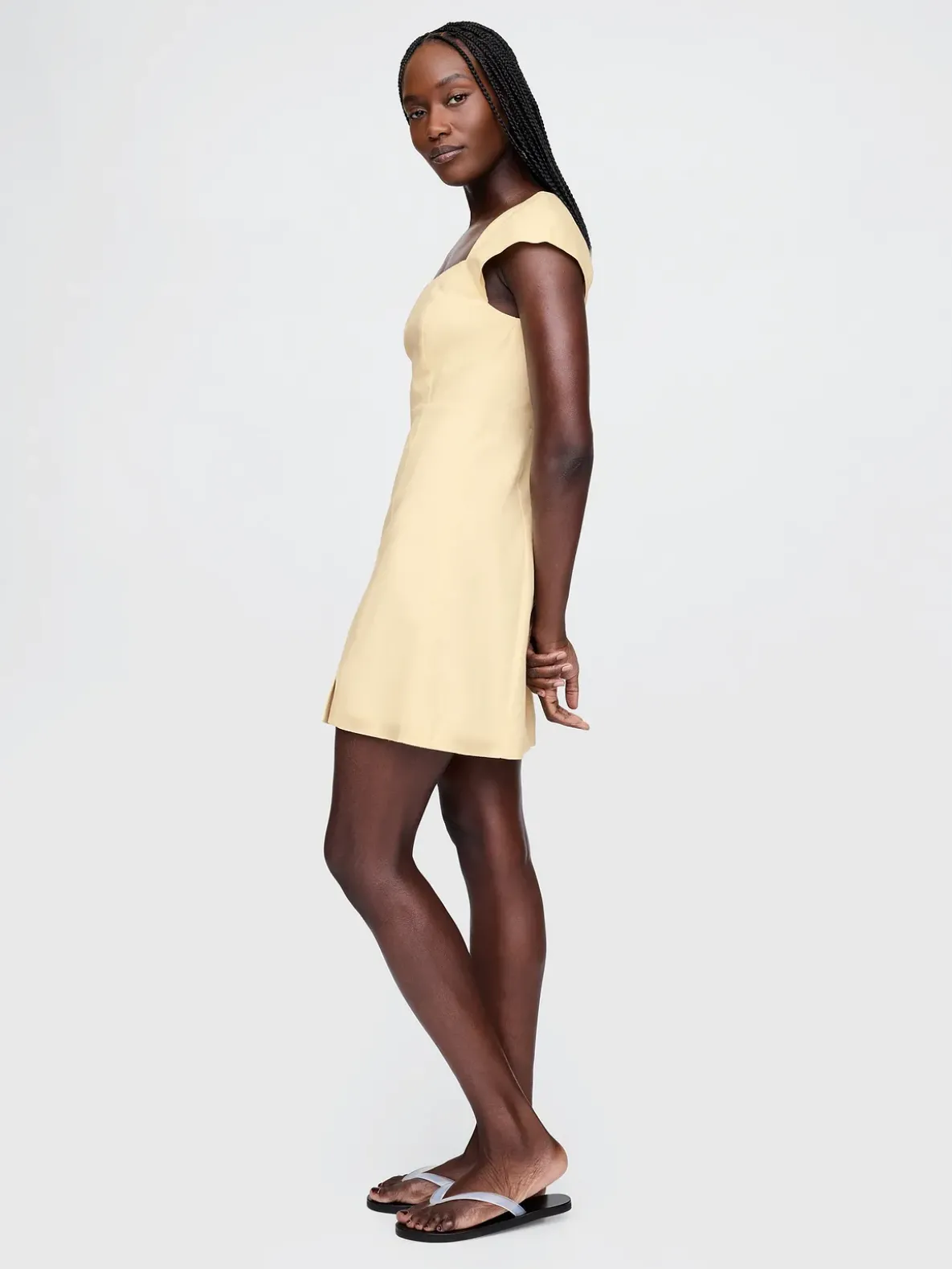 Linen-Blend Cap-Sleeve Mini Dress