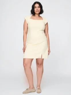 Linen-Blend Cap-Sleeve Mini Dress