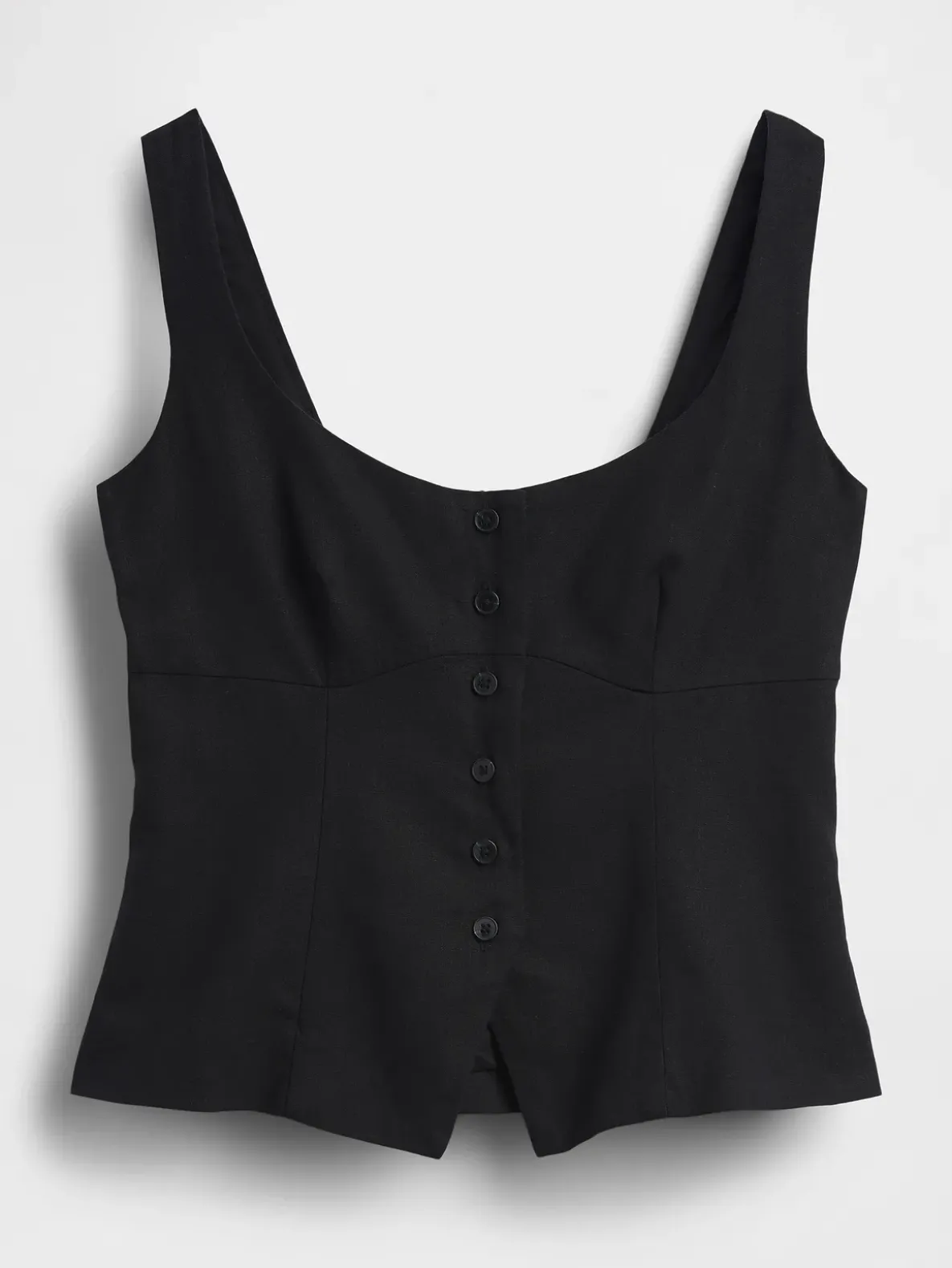 Linen-Blend Corset Vest Top