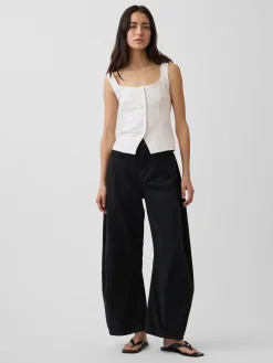 Linen-Blend Corset Vest Top