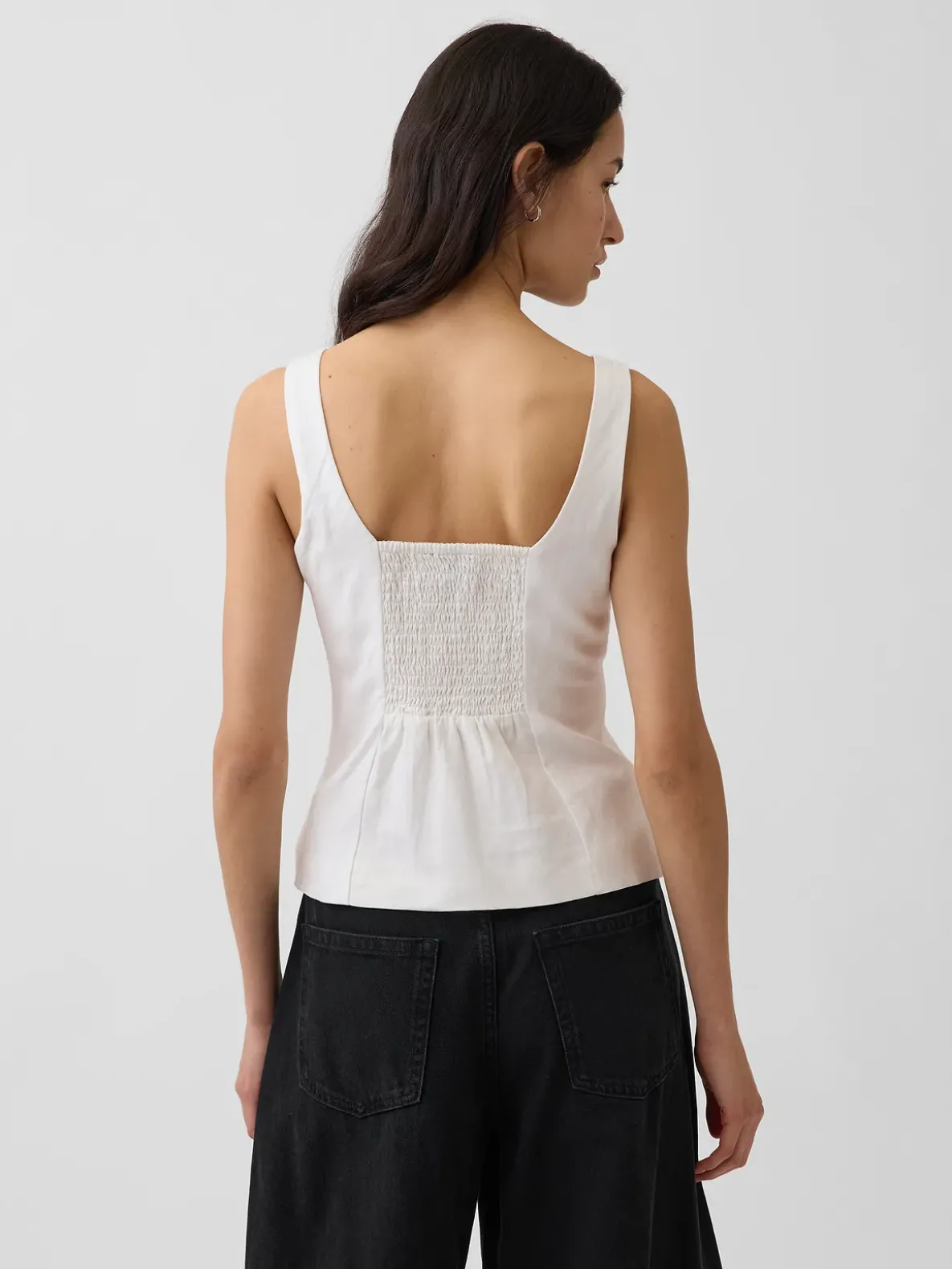 Linen-Blend Corset Vest Top