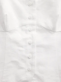 Linen-Blend Corset Vest Top