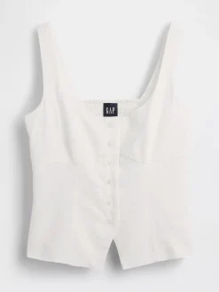 Linen-Blend Corset Vest Top
