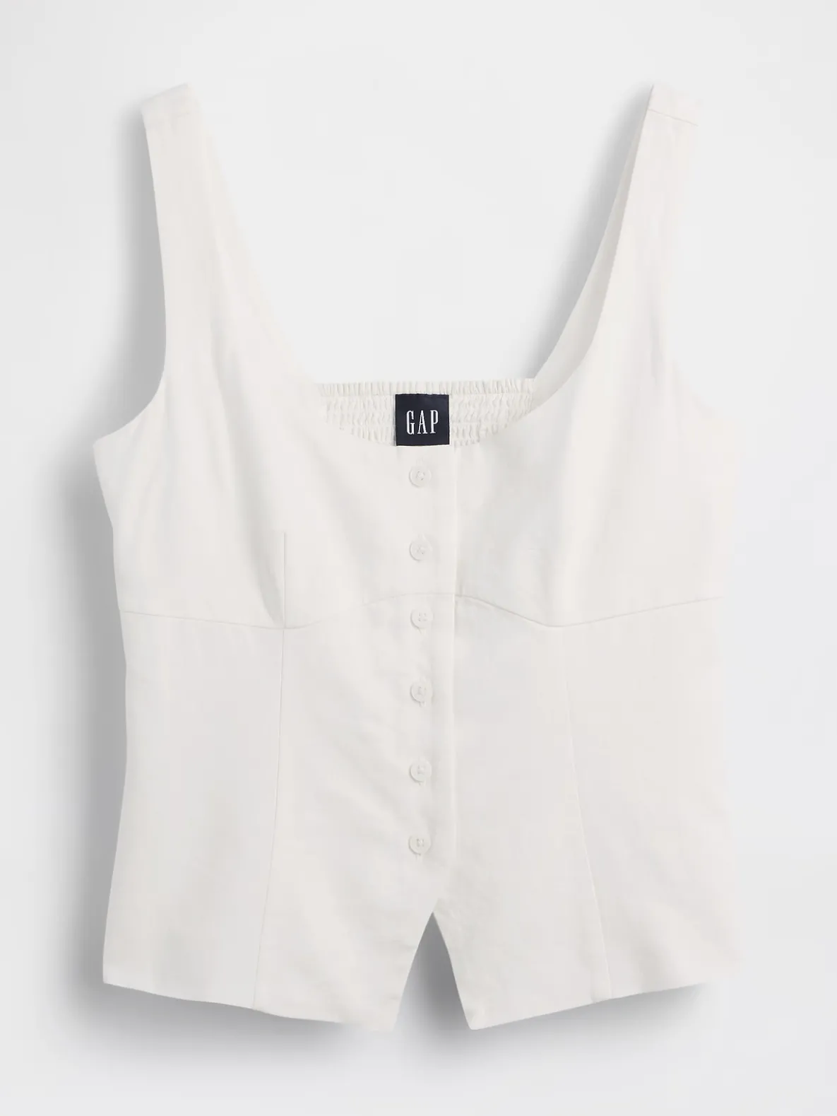 Linen-Blend Corset Vest Top