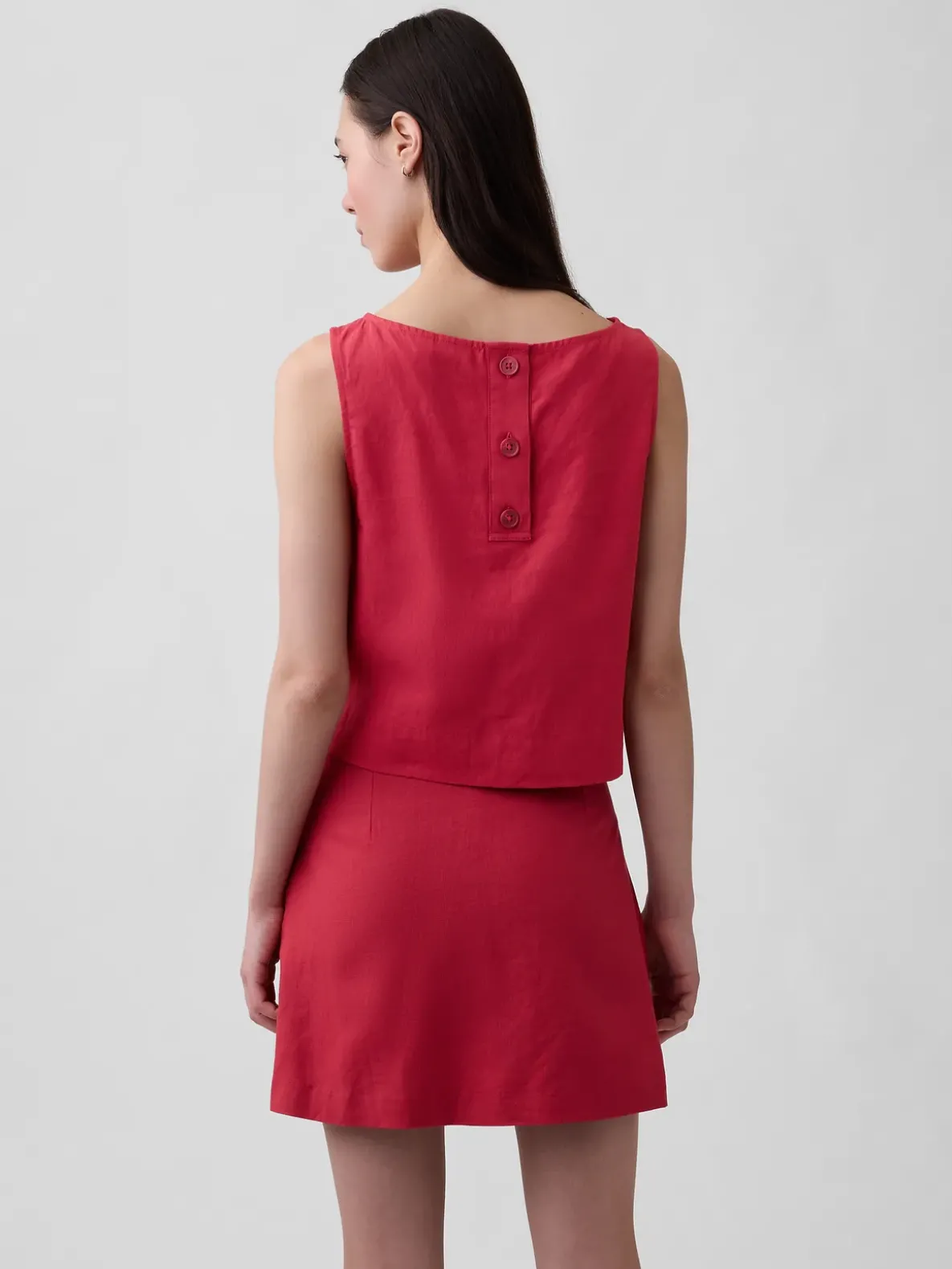 Linen-Blend Crop Shell Tank Top