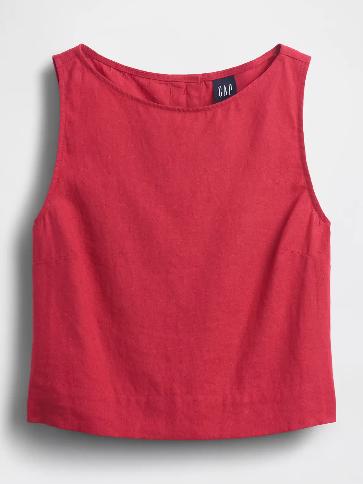 Linen-Blend Crop Shell Tank Top