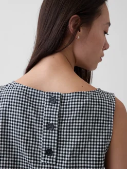 Linen-Blend Crop Shell Tank Top