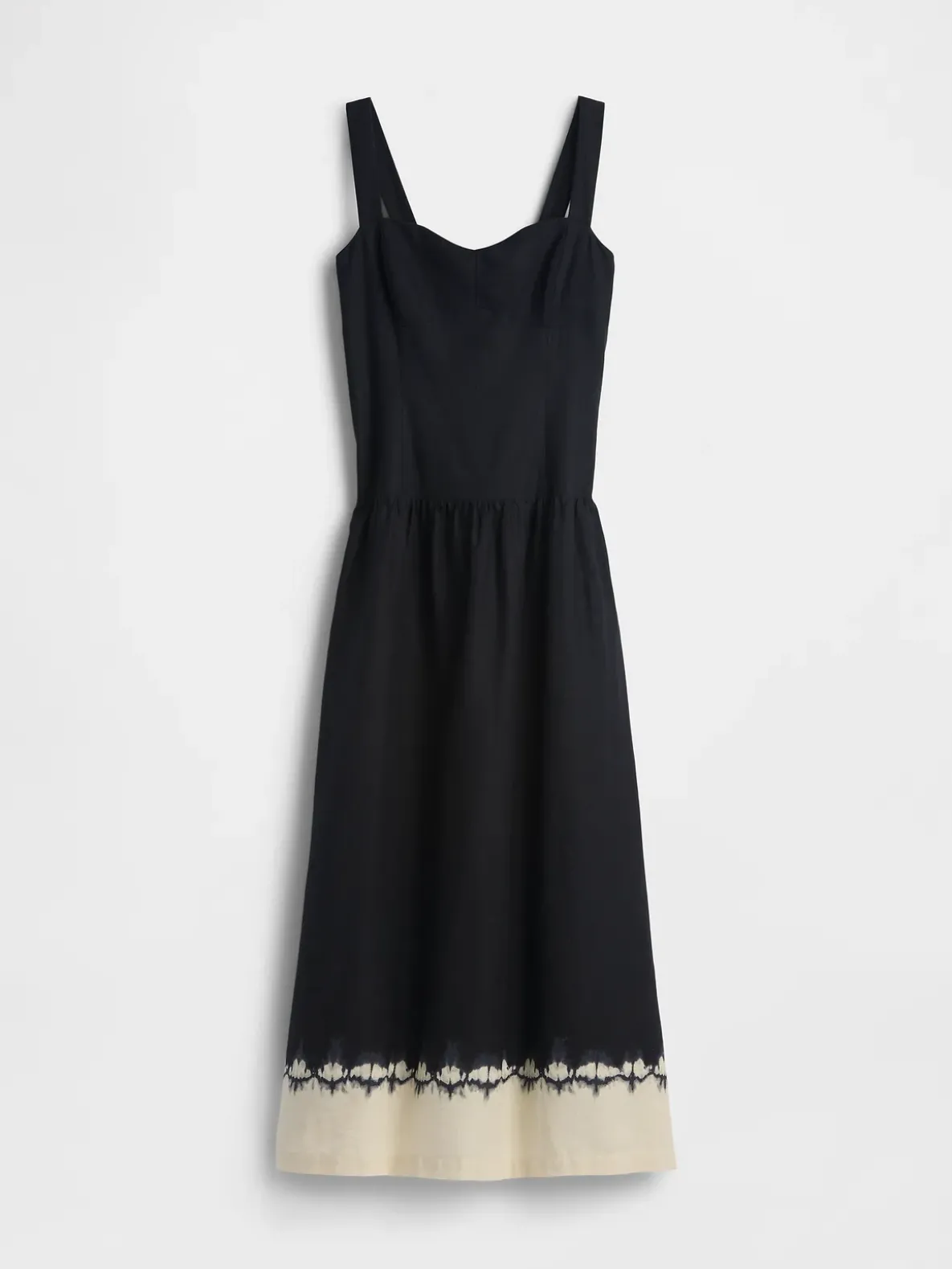 Linen-Blend Drop-Waist Corset Maxi Dress