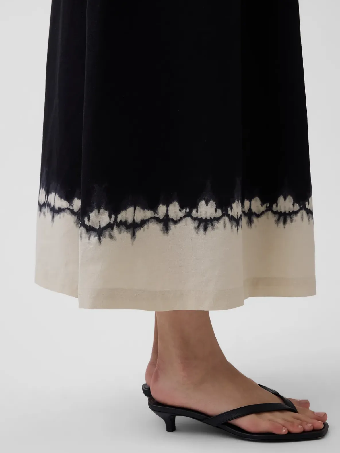 Linen-Blend Drop-Waist Corset Maxi Dress