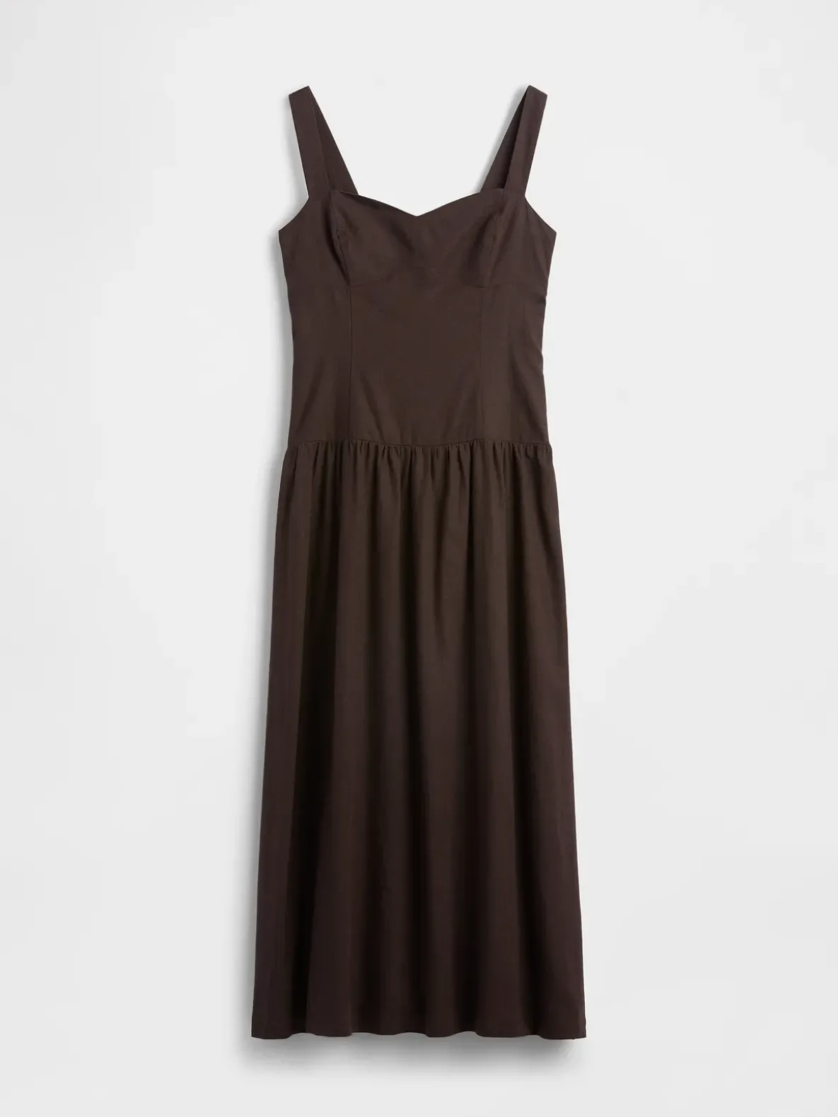 Linen-Blend Drop-Waist Corset Maxi Dress