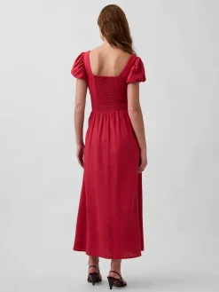 Linen-Blend Drop-Waist Maxi Dress