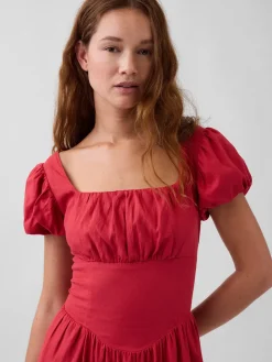 Linen-Blend Drop-Waist Maxi Dress