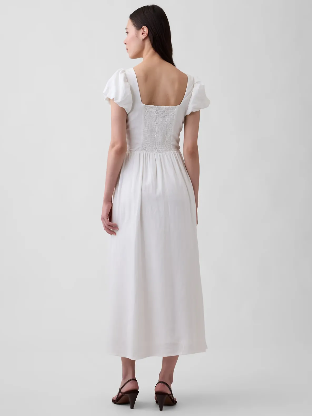 Linen-Blend Drop-Waist Maxi Dress