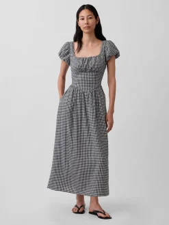 Linen-Blend Drop-Waist Maxi Dress