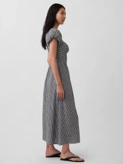 Linen-Blend Drop-Waist Maxi Dress