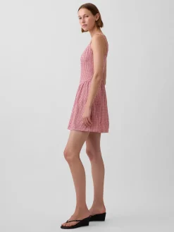 Linen-Blend Drop-Waist Mini Dress