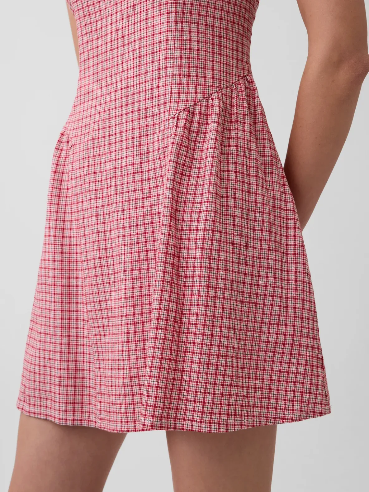Linen-Blend Drop-Waist Mini Dress