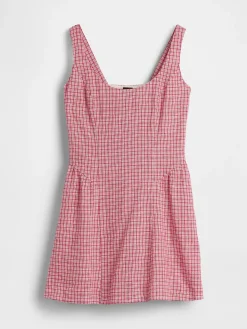 Linen-Blend Drop-Waist Mini Dress