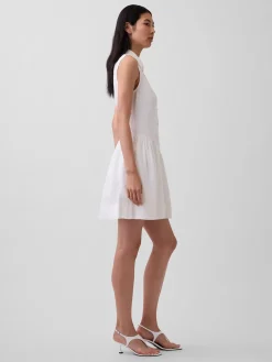 Linen-Blend Drop-Waist Mini Shirtdress