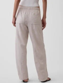 Linen-Blend Easy Barrel Pants