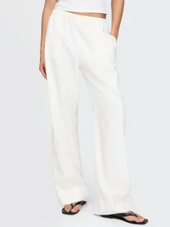 Linen-Blend Easy Wide-Hem Pants