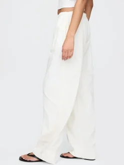 Linen-Blend Easy Wide-Hem Pants