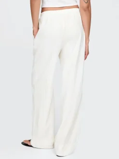 Linen-Blend Easy Wide-Hem Pants