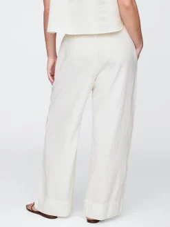 Linen-Blend Easy Wide-Hem Pants