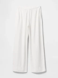 Linen-Blend Easy Wide-Hem Pants