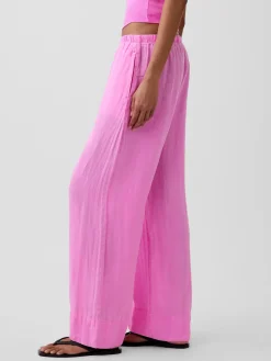 Linen-Blend Easy Wide-Leg Pants
