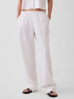 Linen-Blend Easy Wide-Leg Pants