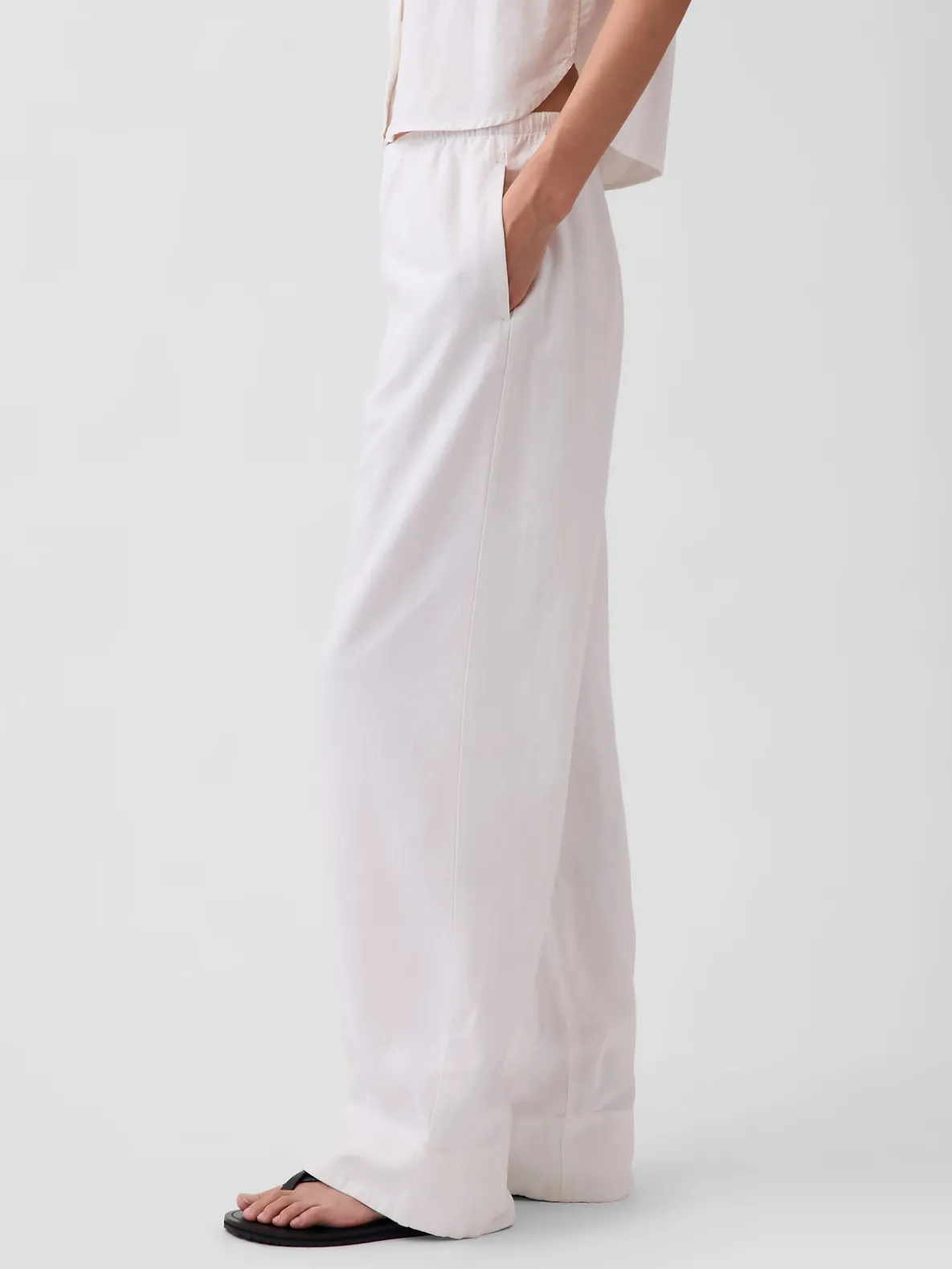 Linen-Blend Easy Wide-Leg Pants