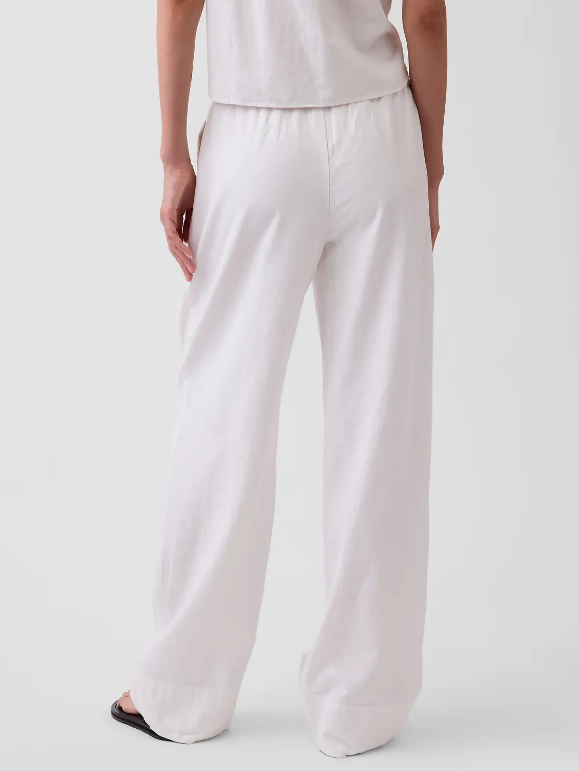 Linen-Blend Easy Wide-Leg Pants