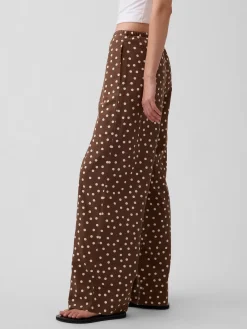Linen-Blend Easy Wide-Leg Pants