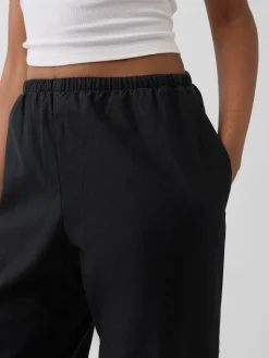 Linen-Blend Easy Wide-Leg Pants