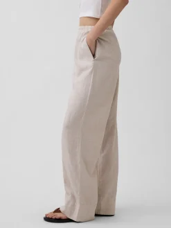 Linen-Blend Easy Wide-Leg Pants