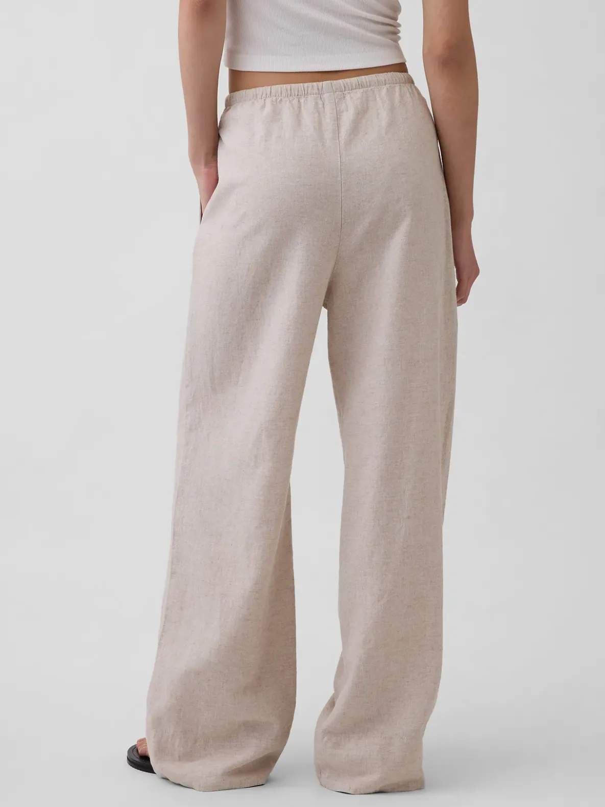 Linen-Blend Easy Wide-Leg Pants