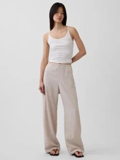 Linen-Blend Easy Wide-Leg Pants