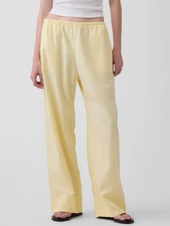 Linen-Blend Easy Wide-Leg Pants