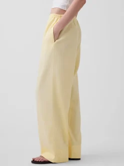 Linen-Blend Easy Wide-Leg Pants