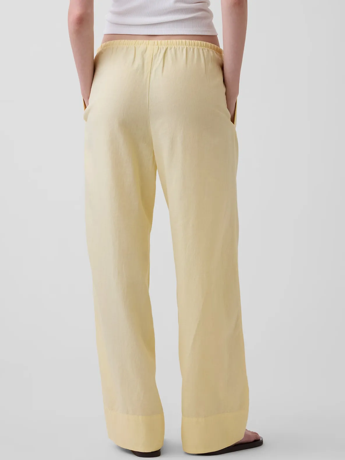 Linen-Blend Easy Wide-Leg Pants