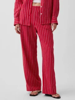 Linen-Blend Easy Wide-Leg Pants